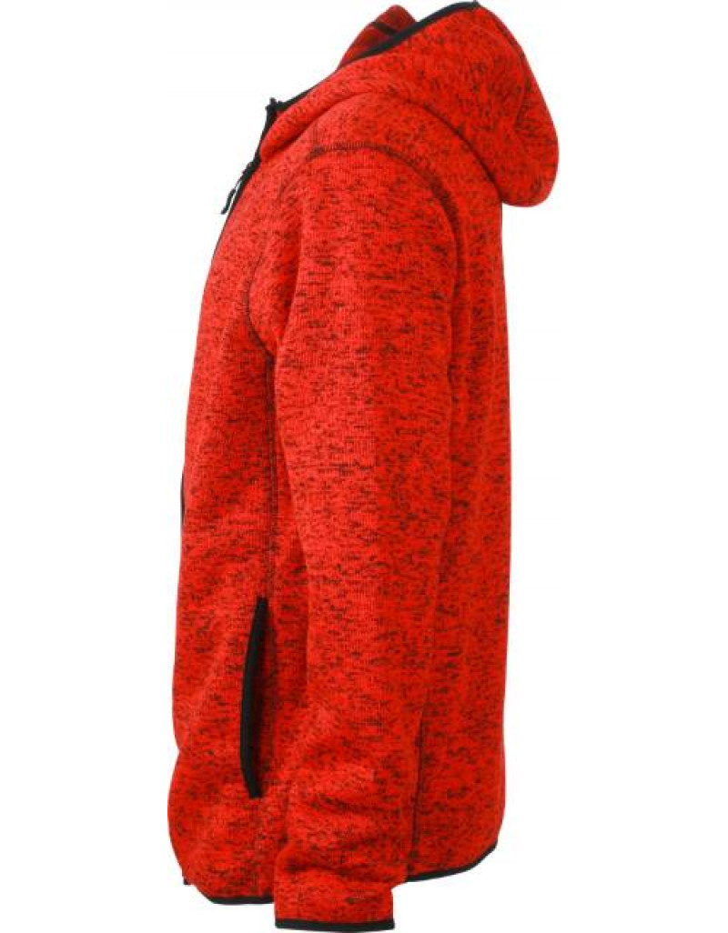 Jachetă tricotată din fleece cu glugă pentru bărbați